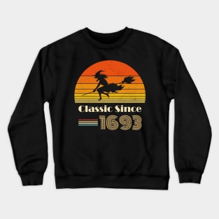 Halloween Salem 1693 Witch on Broom Crewneck Sweatshirt